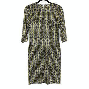 J. McLaughlin Catalyst Chain Print Dress Womens Sz S Catalina Cloth Black Gold